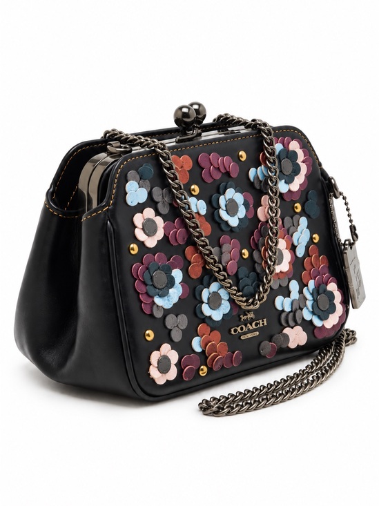 Coach Handbags - COACH Pearl Kisslock TEA ROSE Floral Leather Sequin Crossbody F80193 NWT